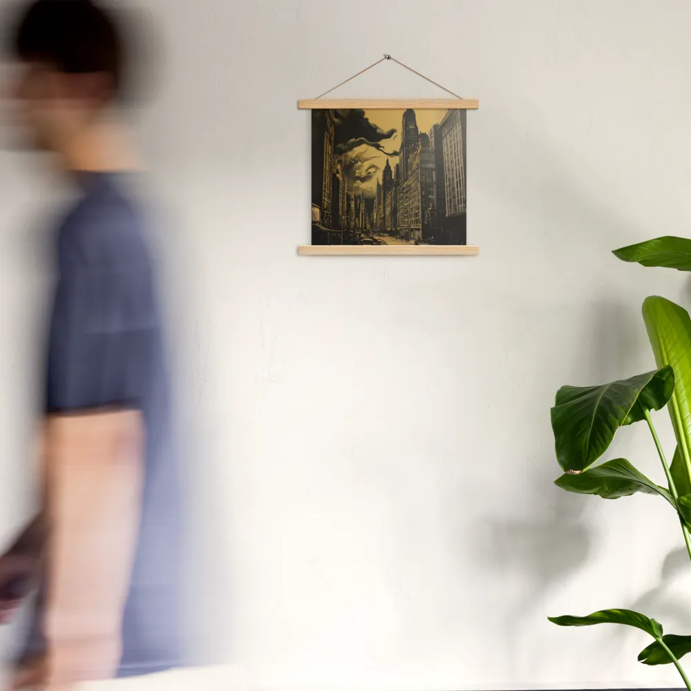 Echoes of a Forgotten Skyline | Poster With Oak Wood Hanger | 14″×14″