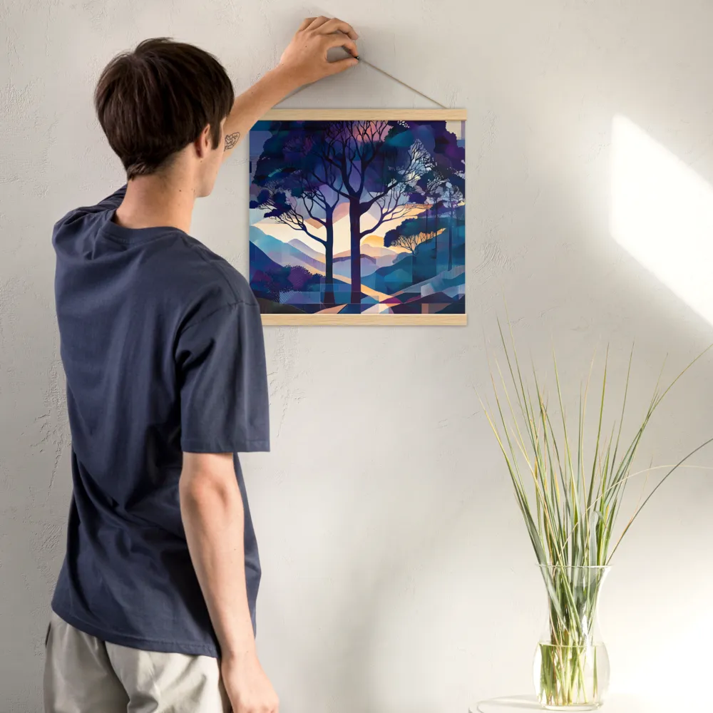 Tranquil Geometry: A Journey Through Color | Poster With Oak Wood Hanger | 16″×16″