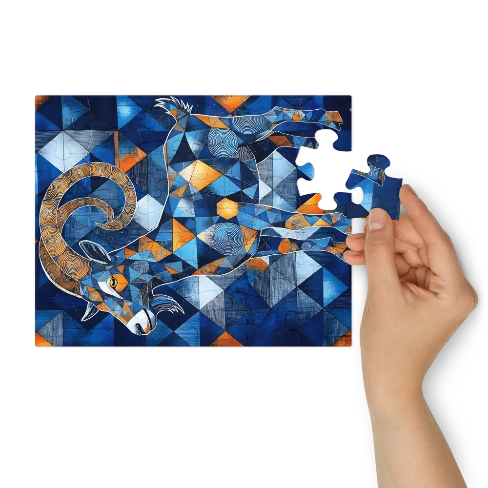 Geometric Goat 
 Jigsaw Puzzle in Tin Box