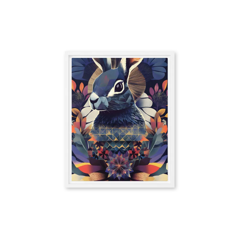 Ethereal Bunny: A Geometric Wonderland | Canvas with White Frame | 11″×14″