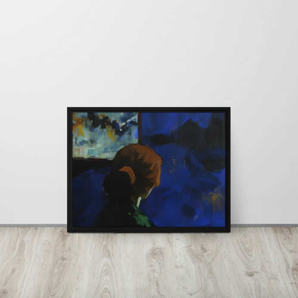 Contemplation Under the Night Sky | Canvas with Black Frame | 18″×24″