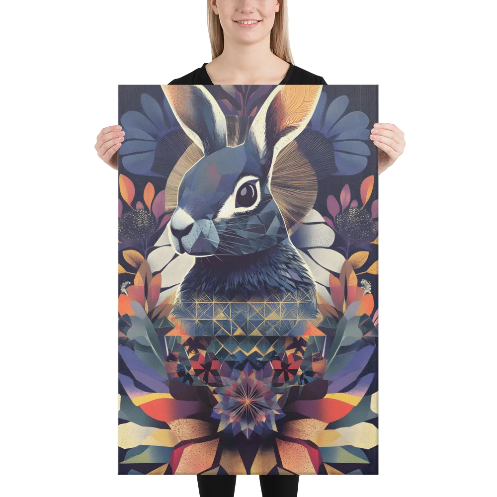 Ethereal Bunny: A Geometric Wonderland | Canvas | 24″×36″