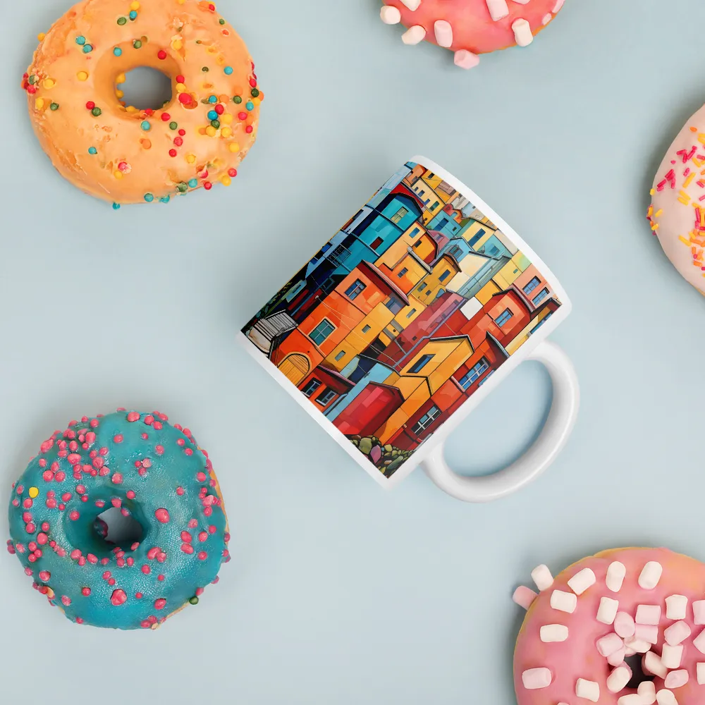 Vibrant Village: A Cubist Journey | Mugs | Multiple Sizes & Colors