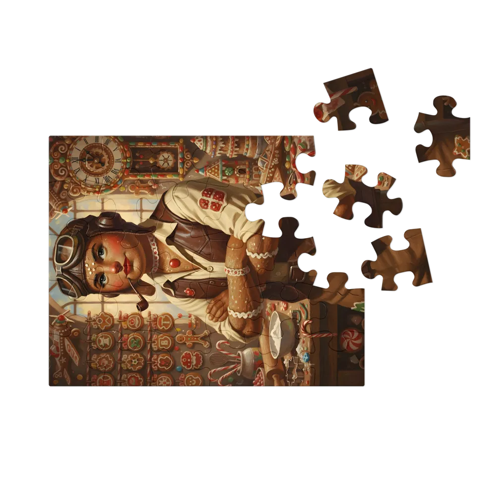 Gingerbread Aviator 
 Jigsaw Puzzle in Tin Box