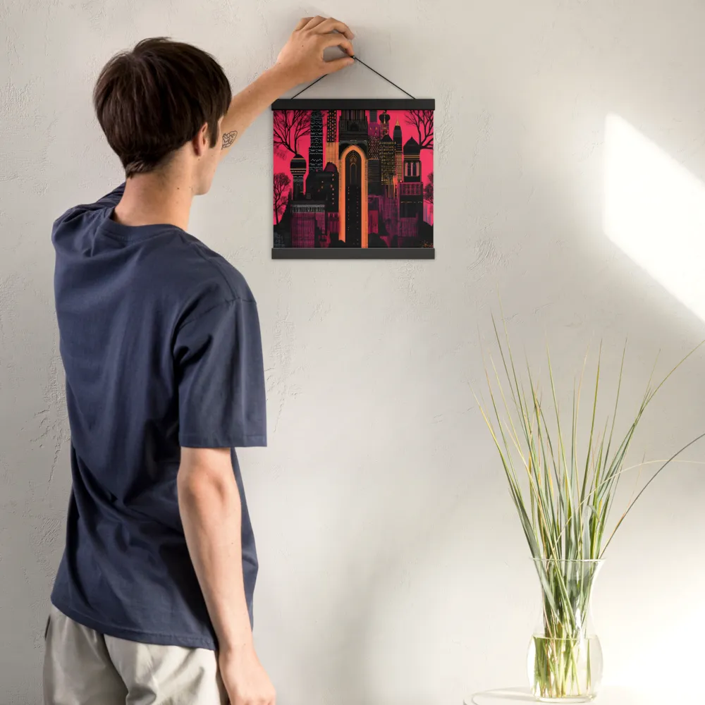 Urban Reverie | Poster With Black Wood Hanger | 12″×12″