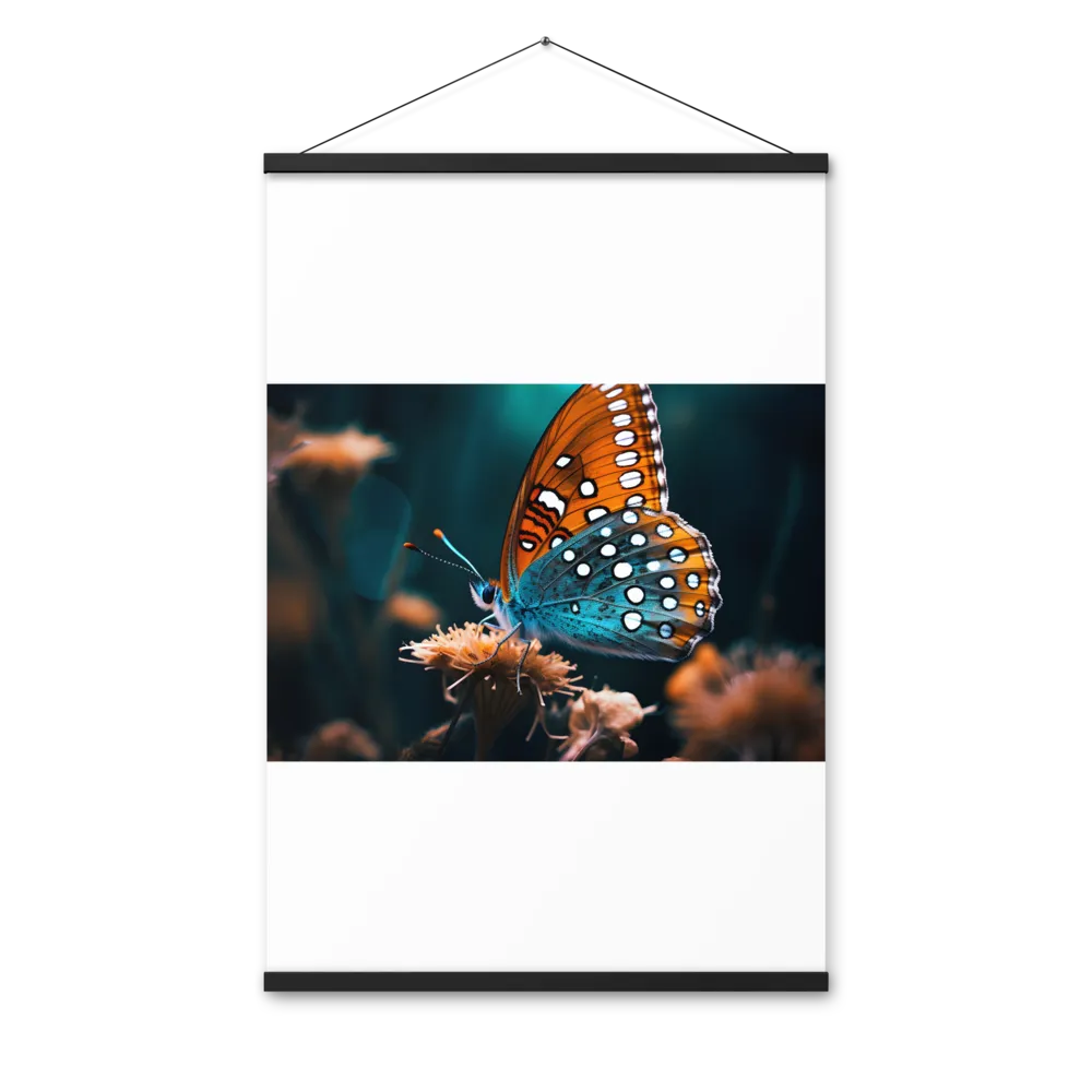 Whispers of Color: The Butterfly's Embrace | Poster With Black Wood Hanger | 24″×36″