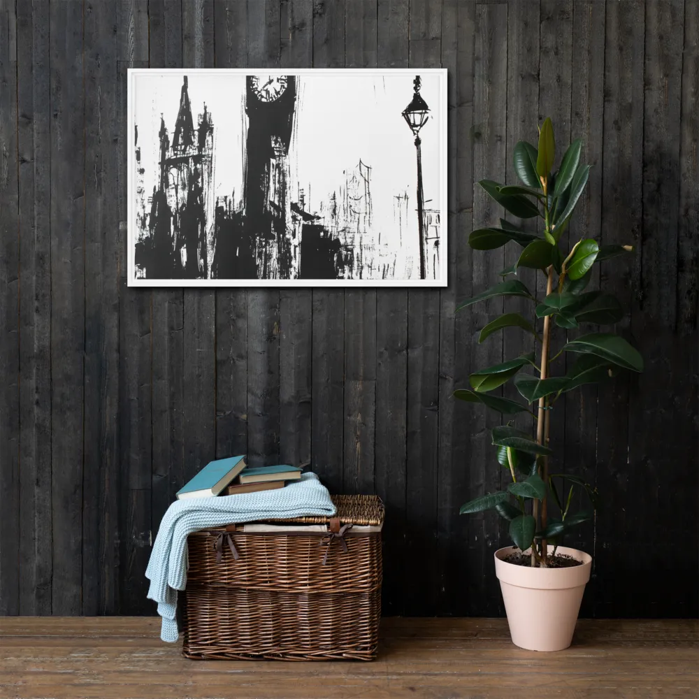 Clock Tower in Motion | Canvas with White Frame | 24″×36″