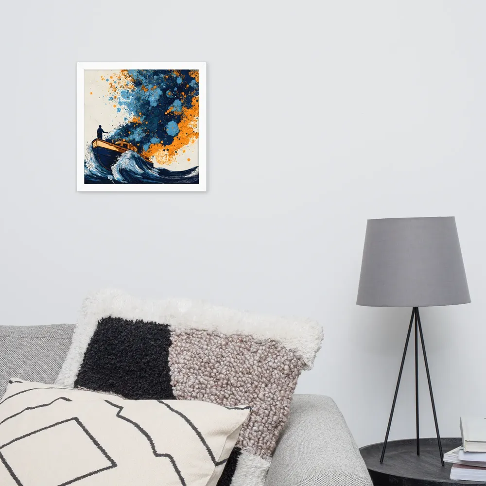 Paintstorm at Sea 
 Poster with White Frame | 14″x 14″