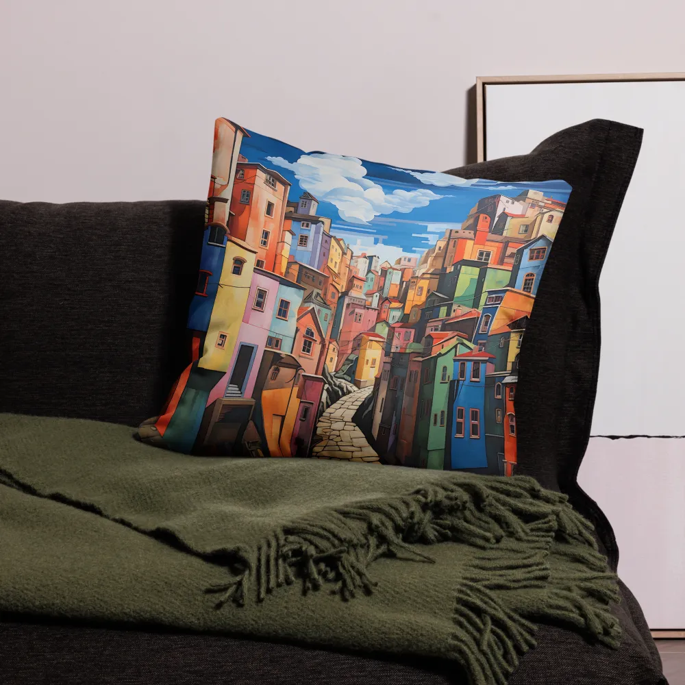 Whimsical Heights: A Vibrant Cityscape | Pillow & Pillow Case | Multiple Sizes