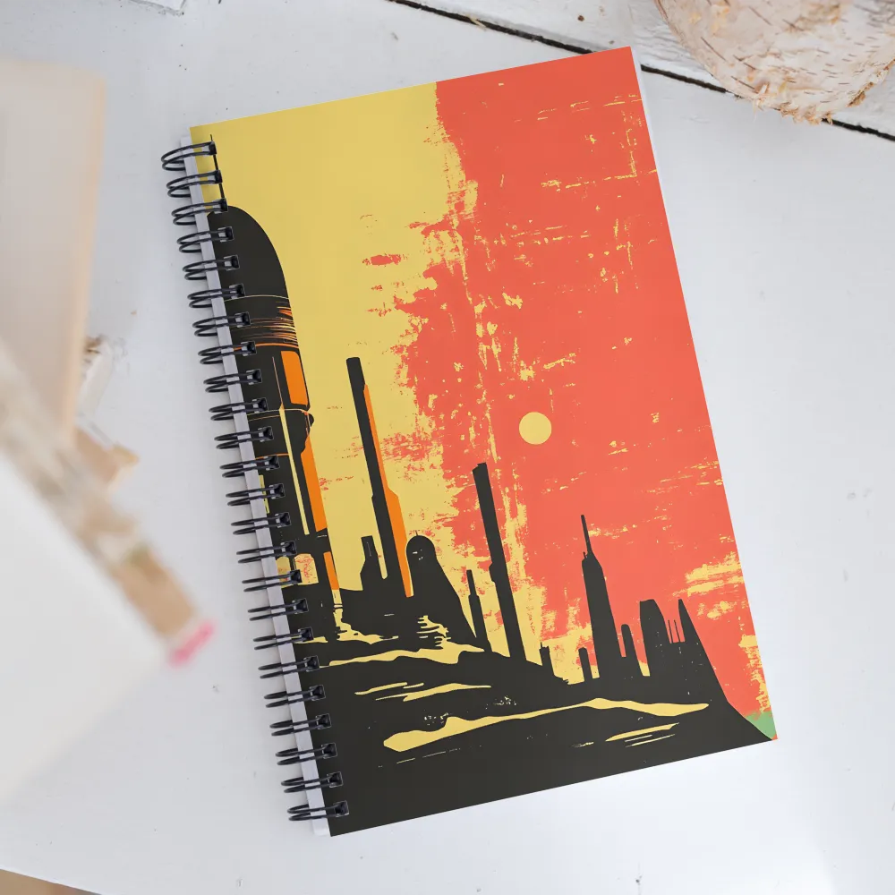 Journey to the Stars: A Retro-Futuristic Landscape | Spiral Notebook