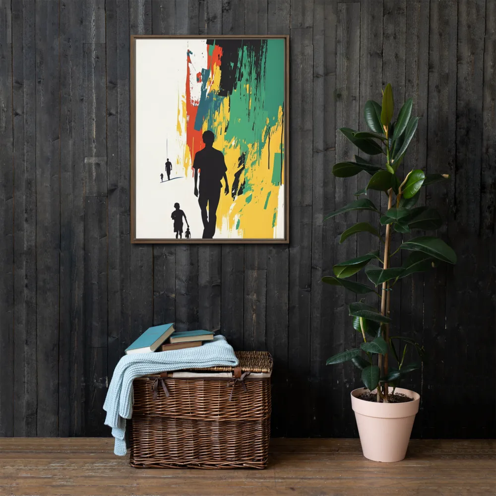 Journey of Silhouettes | Canvas with Brown Frame | 24″×32″