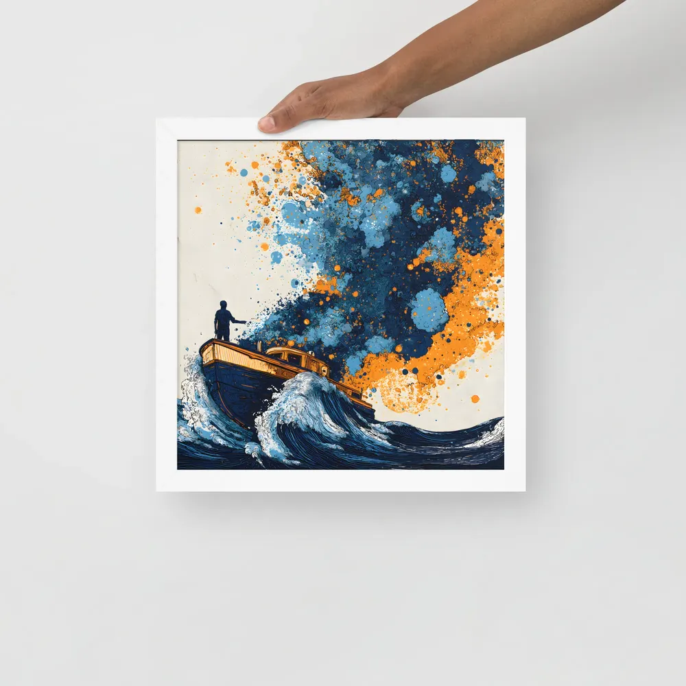 Paintstorm at Sea 
 Poster with White Frame | 14″x 14″