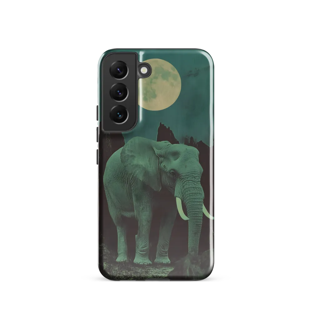 Ethereal Presence: Elephant Under a Full Moon | Phone Case |  S22 | Tough Case | Glossy