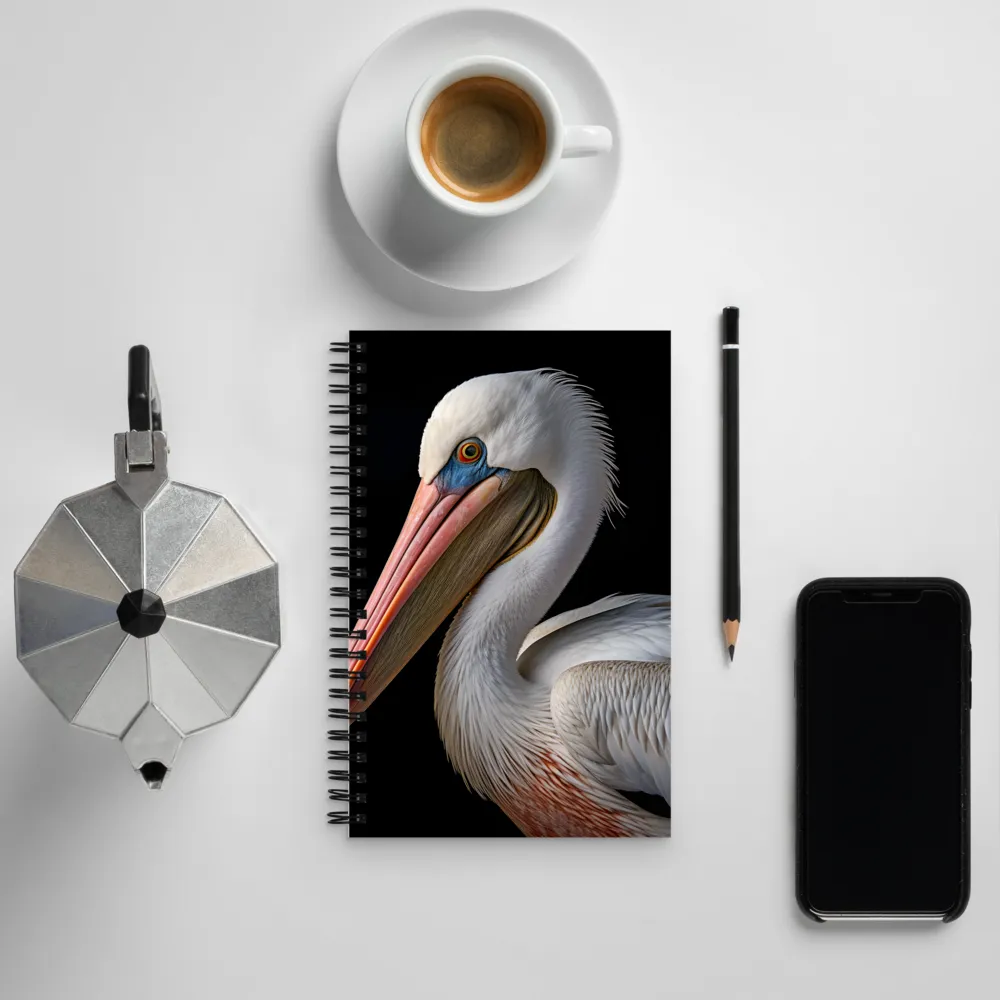 Elegance in White: The Pelican | Spiral Notebook