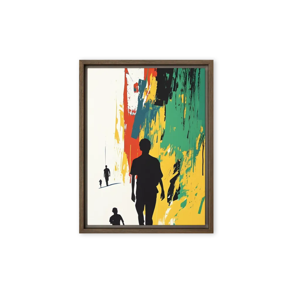Journey of Silhouettes | Canvas with Brown Frame | 9″×12″