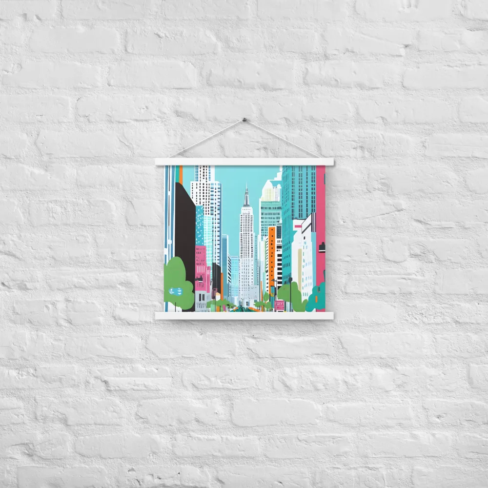 Urban Symphony: A Modern Cityscape | Poster With White Wood Hanger | 18″×18″