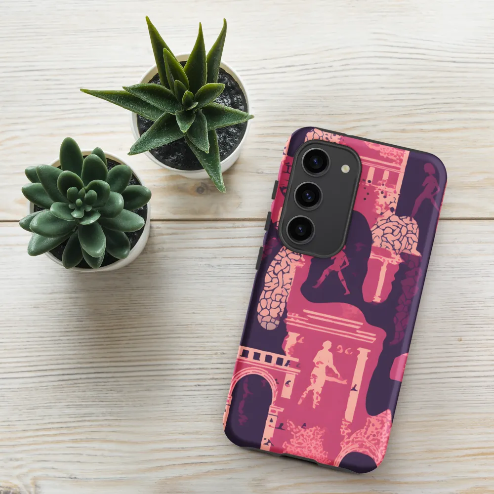 Whimsical Interplay of Figures and Architecture | Phone Case |  S23 | Tough Case | Matte
