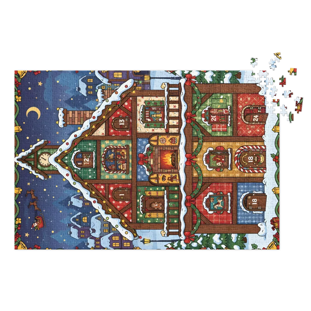 Festive Advent Calendar House 
 Jigsaw Puzzle in Tin Box