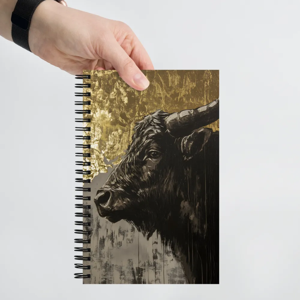 Majestic Bull Against the Golden Horizon | Spiral Notebook