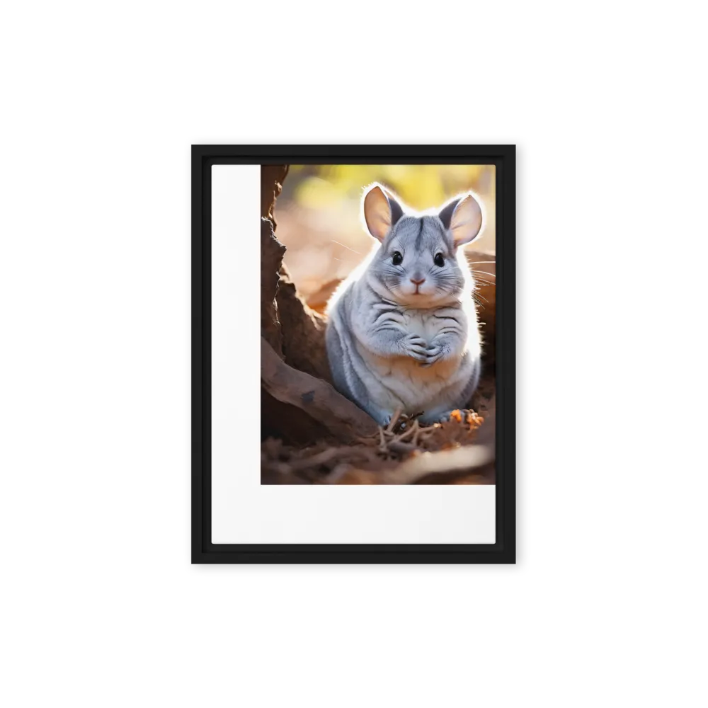 Gentle Whispers of Nature: The Chinchilla | Canvas with Black Frame | 12″×16″