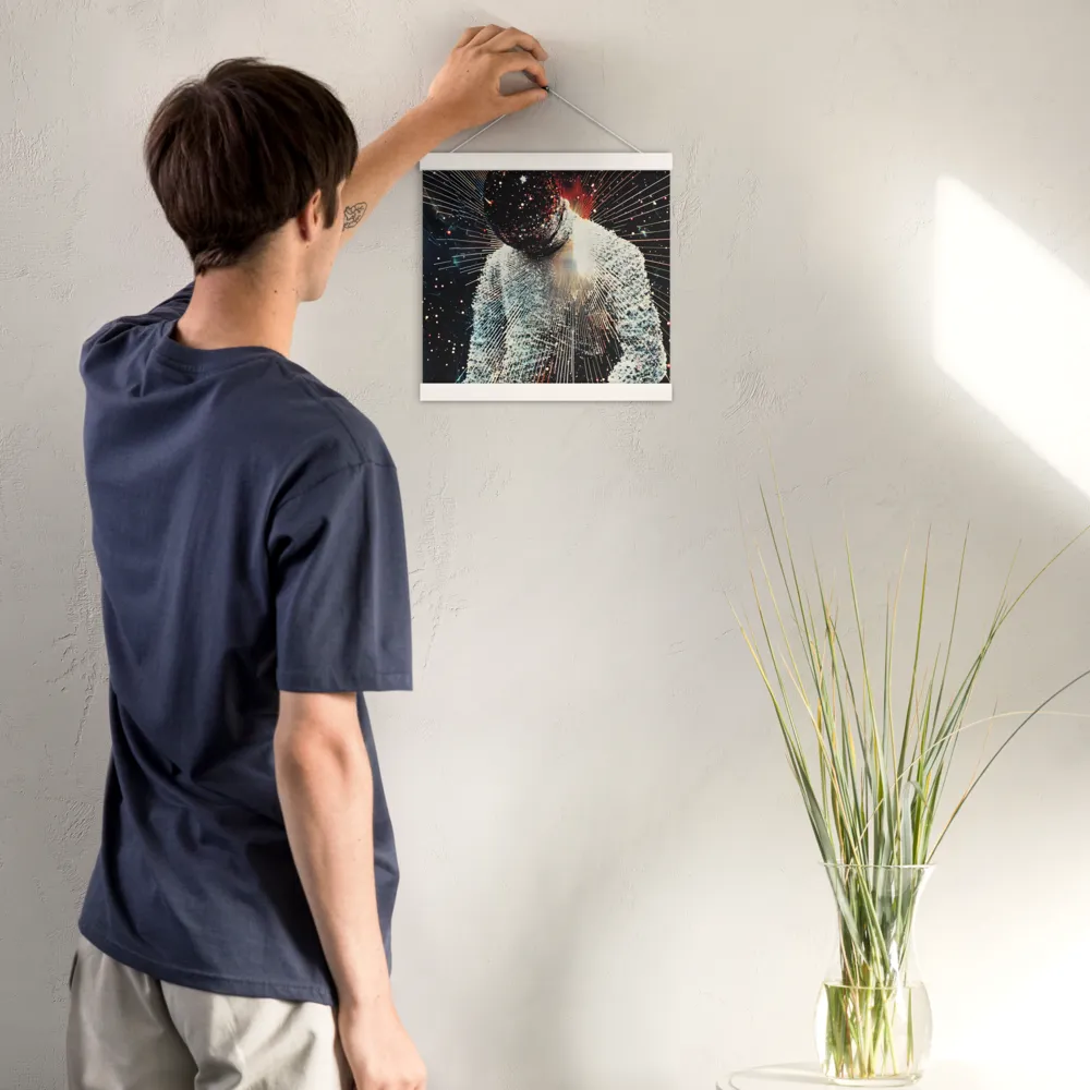 Ethereal Astronaut: A Journey Through the Cosmos | Poster With White Wood Hanger | 12″×12″