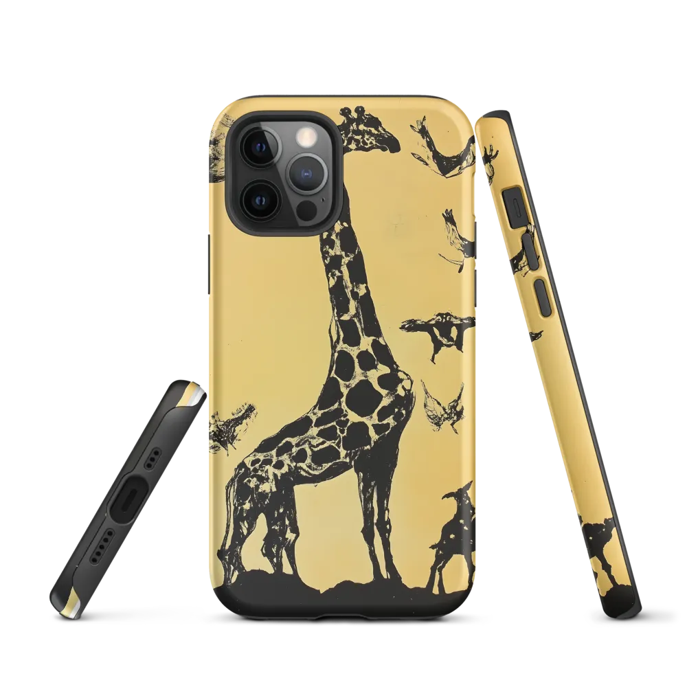 Whimsical Harmony of Giraffe and Birds