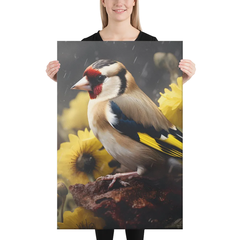 Harmony in Nature: A Goldfinch Amidst Blooms