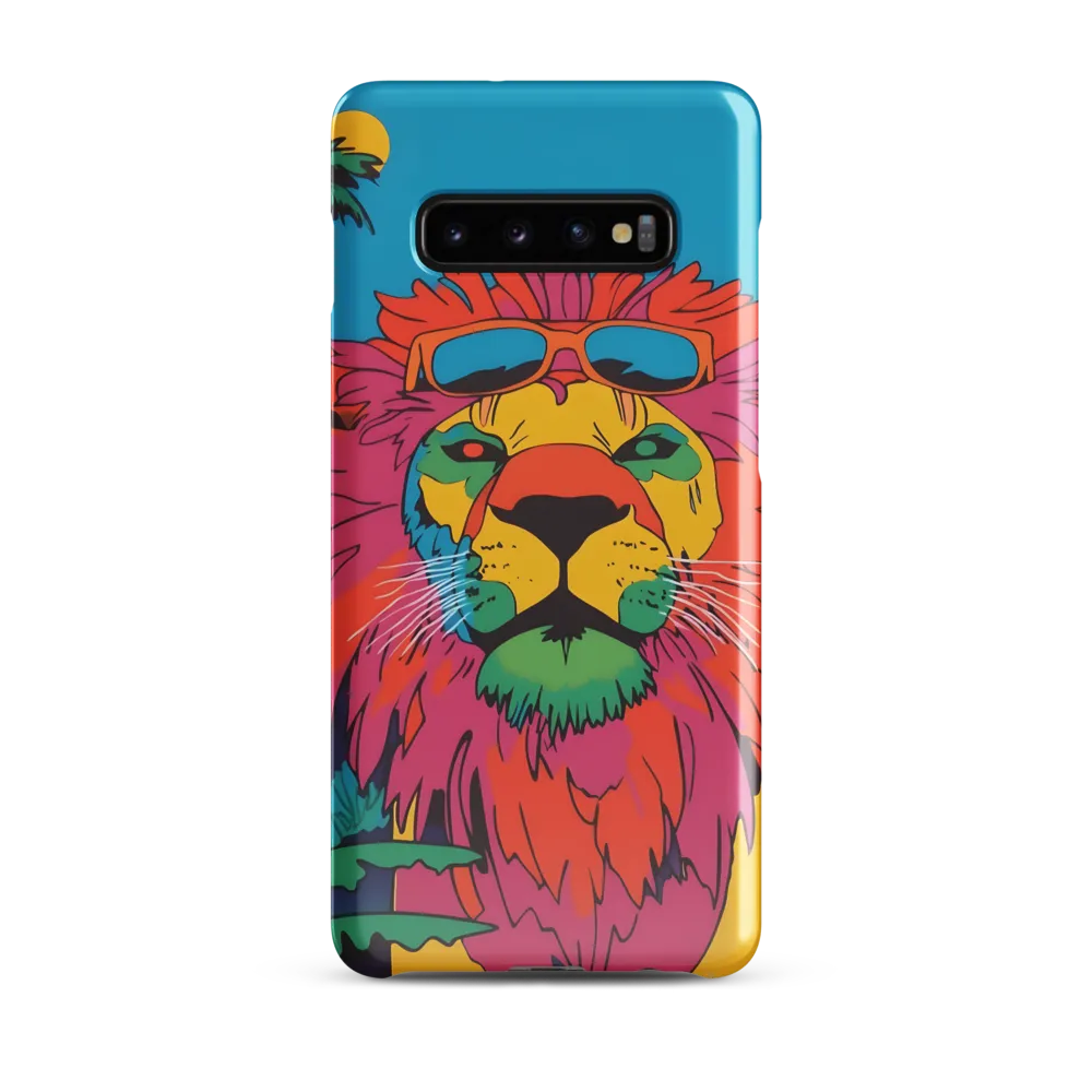 Lion with Sunglasses: A Vibrant Tropical Portrait | Phone Case |  S10 Plus | Snap Case | Glossy