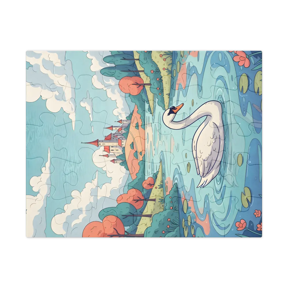 Castle Pond Swan 
 Jigsaw Puzzle in Tin Box