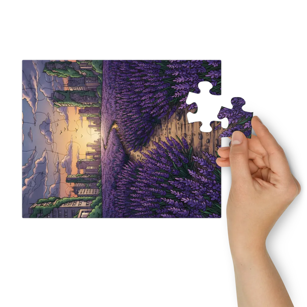 Lavender Path at Dusk 
 Jigsaw Puzzle in Tin Box