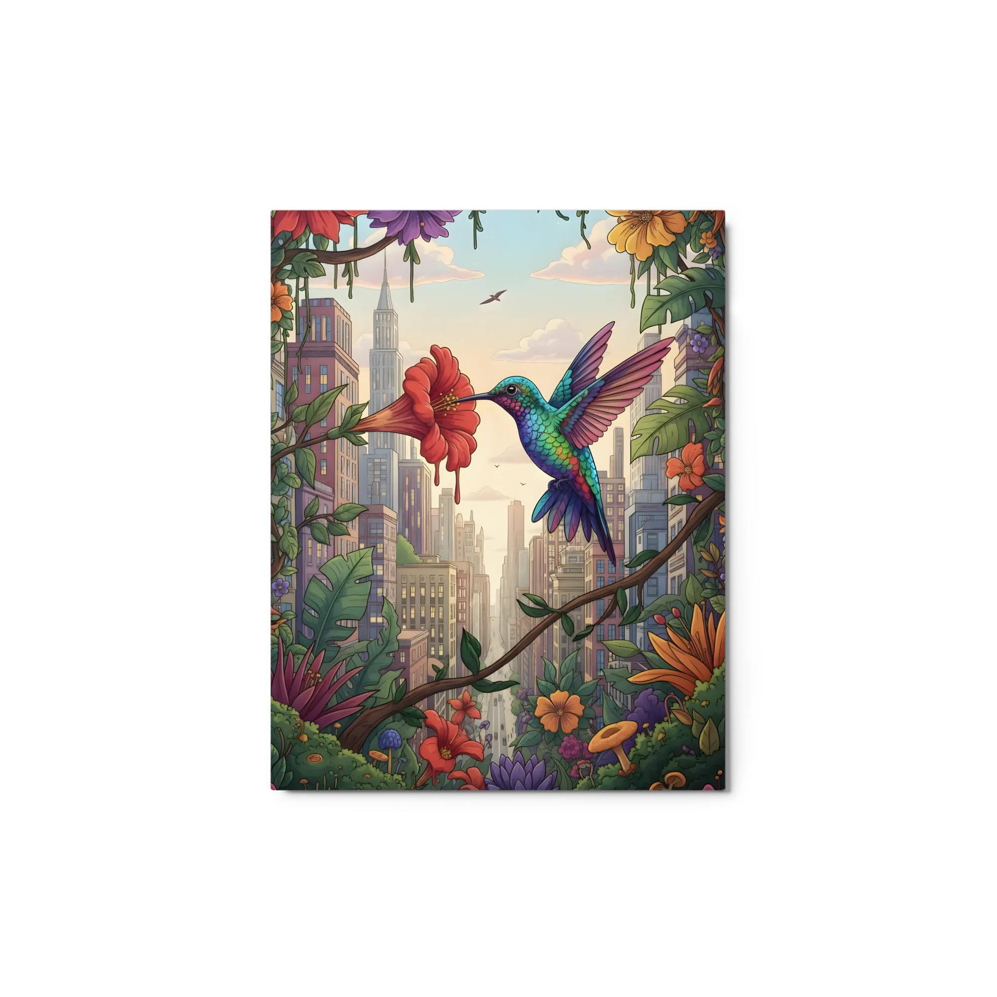 Urban Garden Hummingbird 
 Metal Print | 11″x 14″