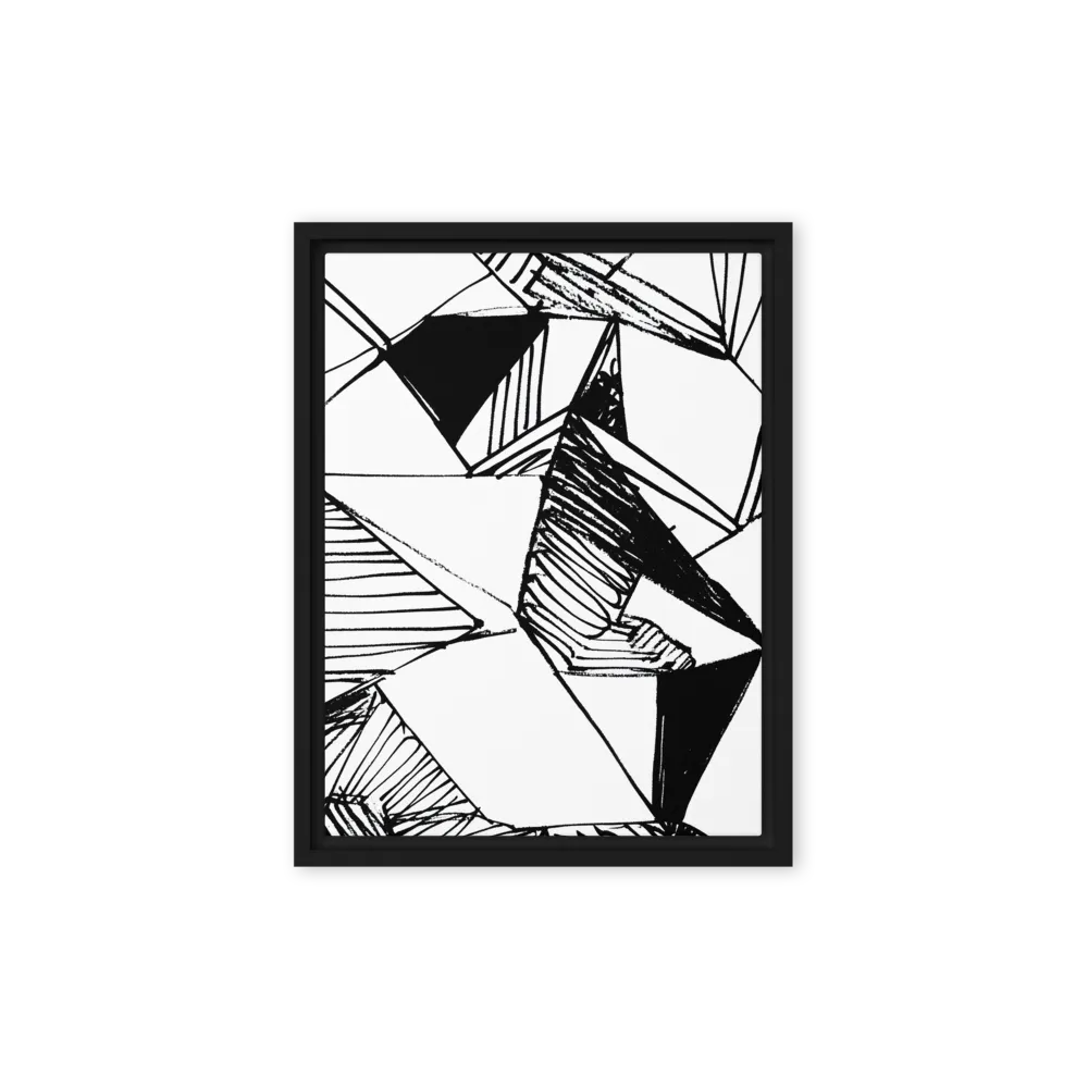 Dynamic Geometry in Ink | Canvas with Black Frame | 9″×12″