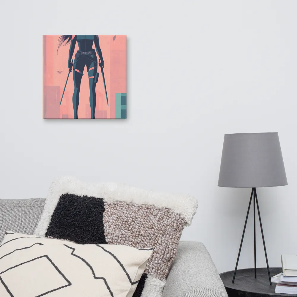 Urban Sentinel: A Warrior's Stand | Canvas | 16″×16″