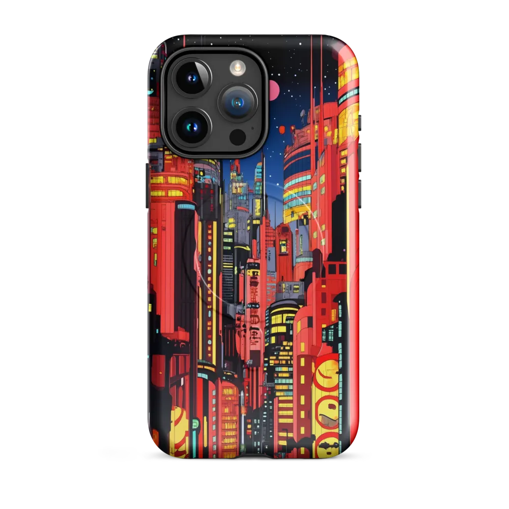Neon Dreams: A Cyberpunk Cityscape | Phone Case |  15 Pro Max | MagSafe® Tough Case | Glossy