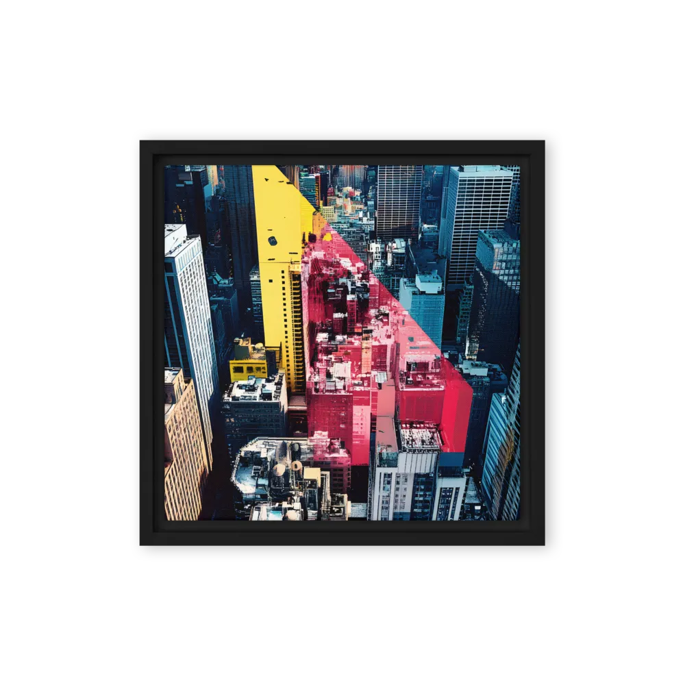 Dynamic Urban Symphony | Canvas with Black Frame | 12″×12″