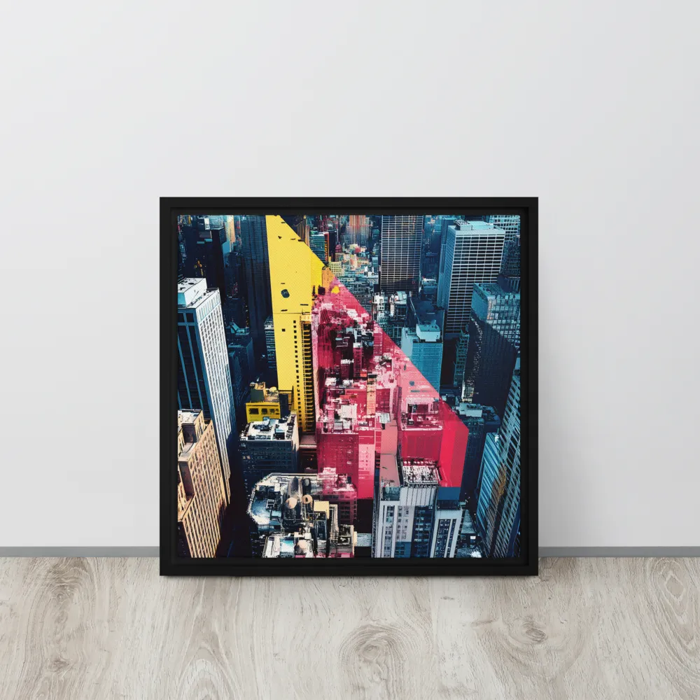 Dynamic Urban Symphony | Canvas with Black Frame | 16″×16″