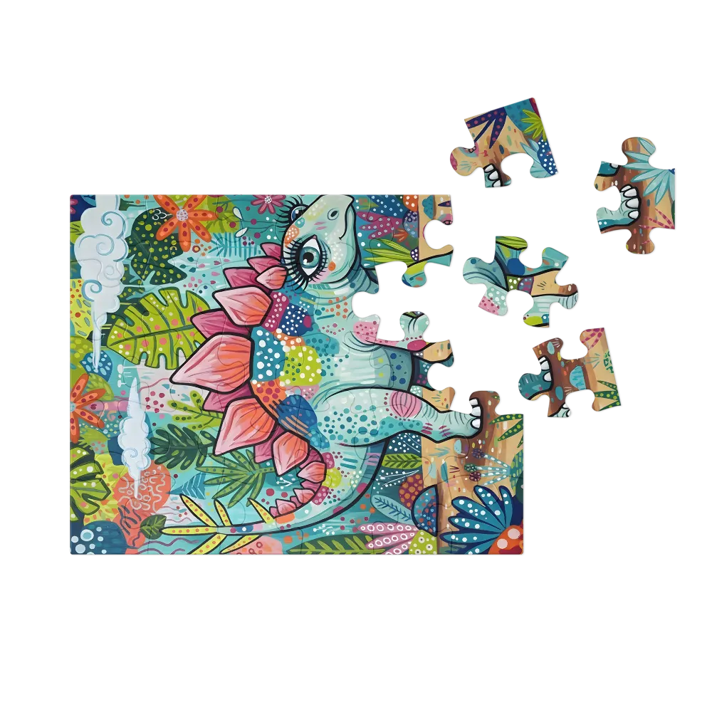 Floral Stegosaurus 
 Jigsaw Puzzle in Tin Box