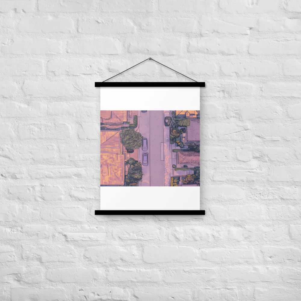 Aerial Serenity: Suburban Oasis | Poster With Black Wood Hanger | 18″×24″