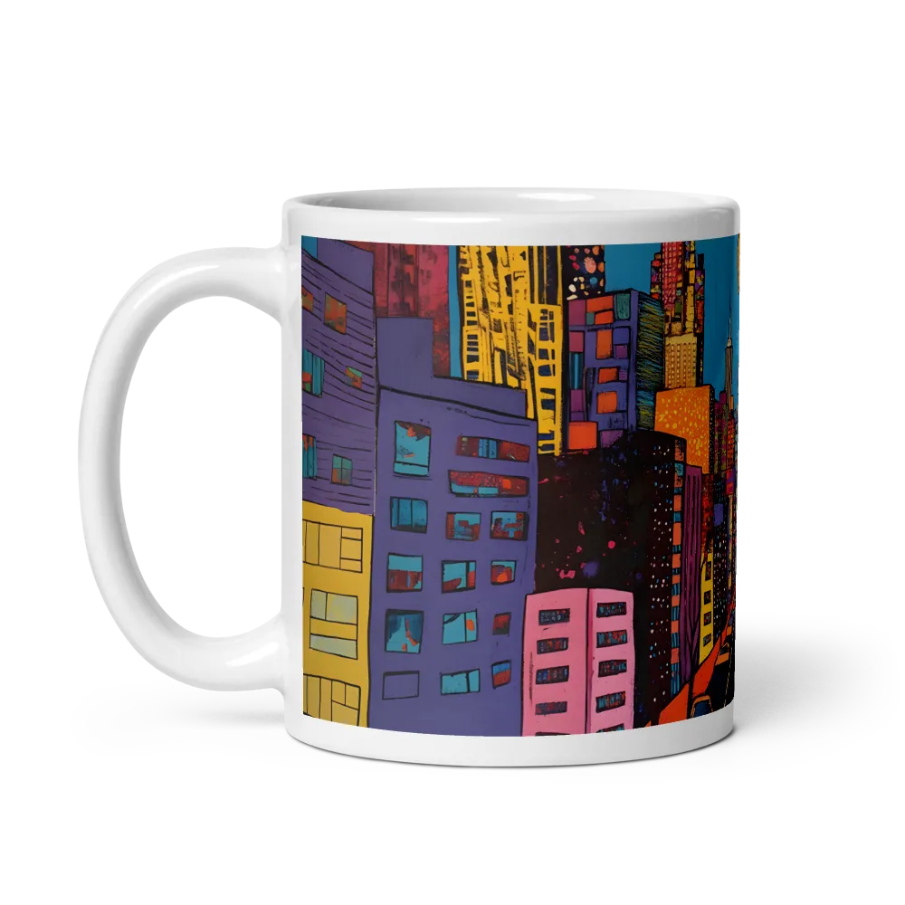 Urban Vibrance: A Pop Art Cityscape | Mug with White inside | 11 oz