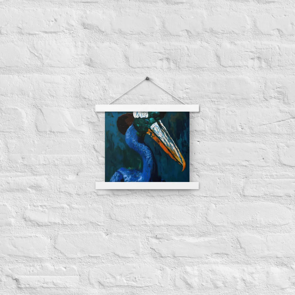 Majestic Absurdity: The Hat-Wearing Bird | Poster With White Wood Hanger | 10″×10″