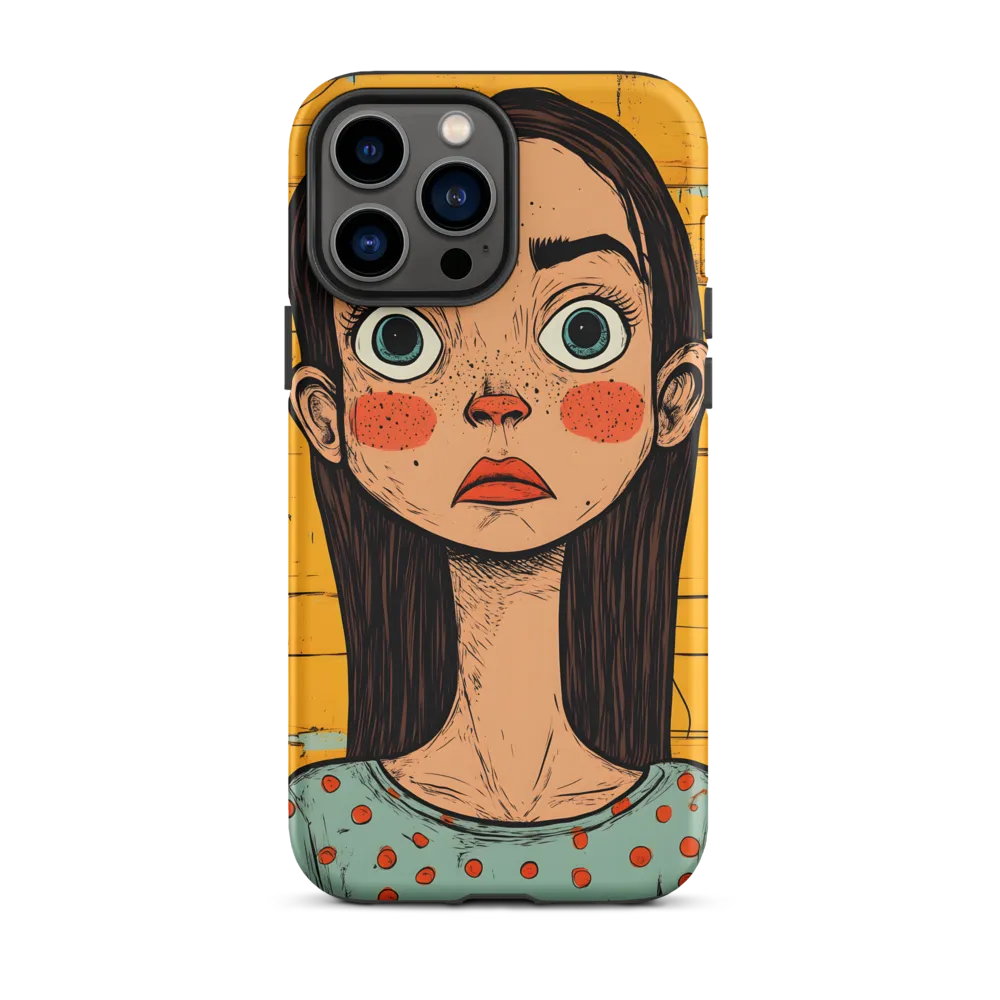 Wide-Eyed Portrait on Distressed Yellow Planks