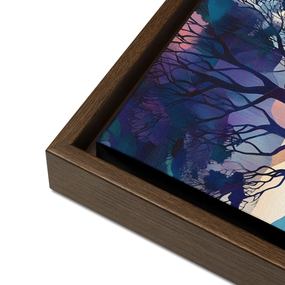 Tranquil Geometry: A Journey Through Color | Canvas with Brown Frame | 12″×12″