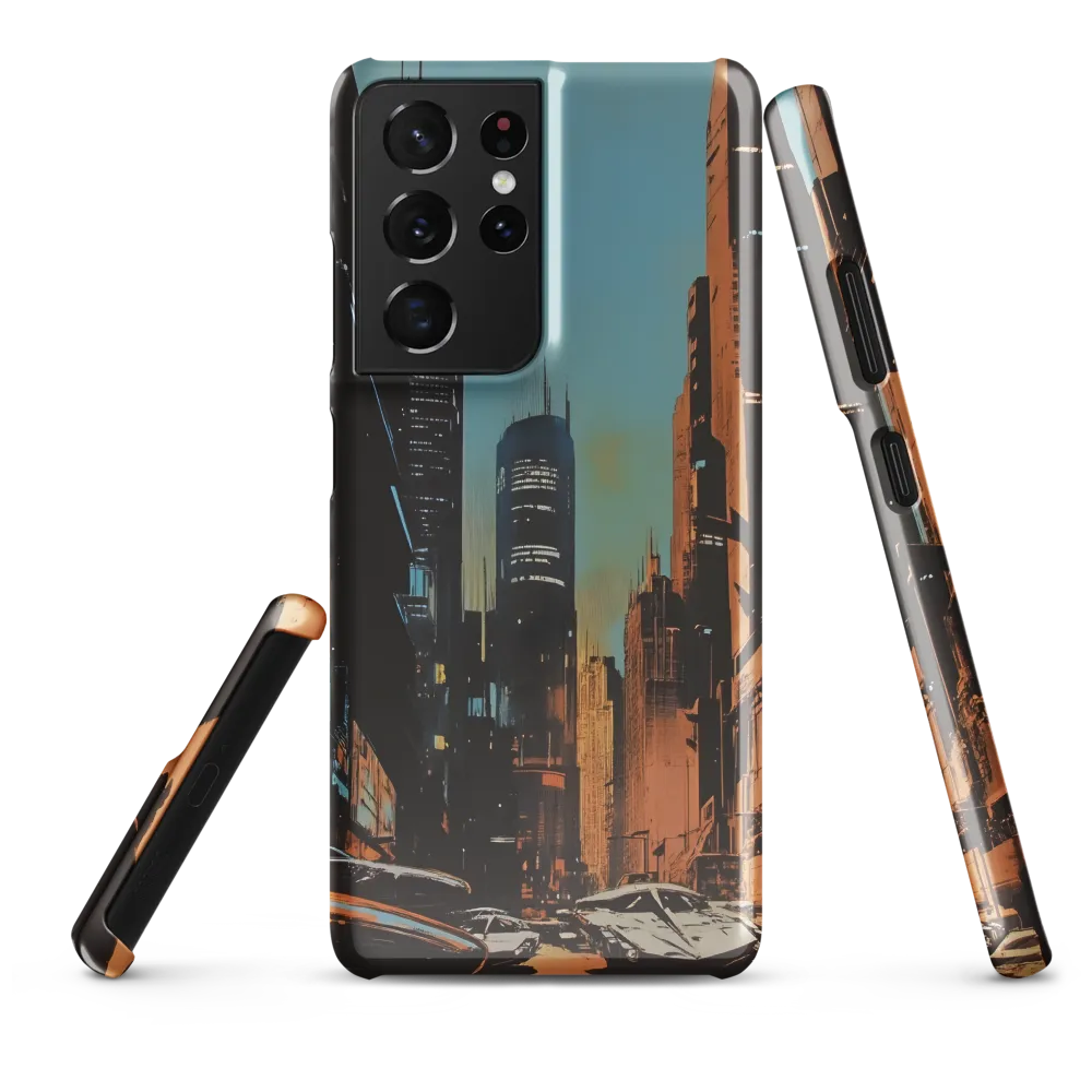 Futuristic Cityscape in Blue and Orange
