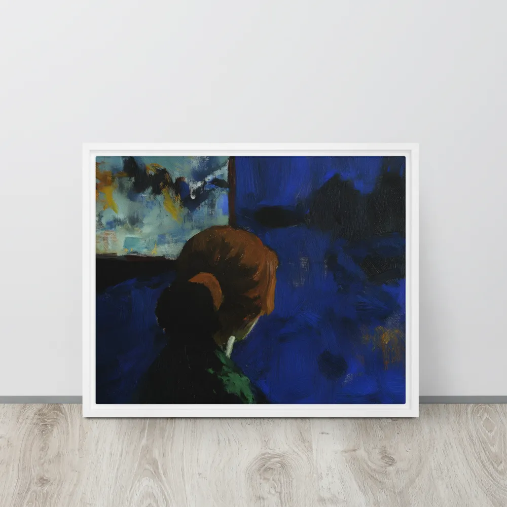 Contemplation Under the Night Sky | Canvas with White Frame | 16″×20″
