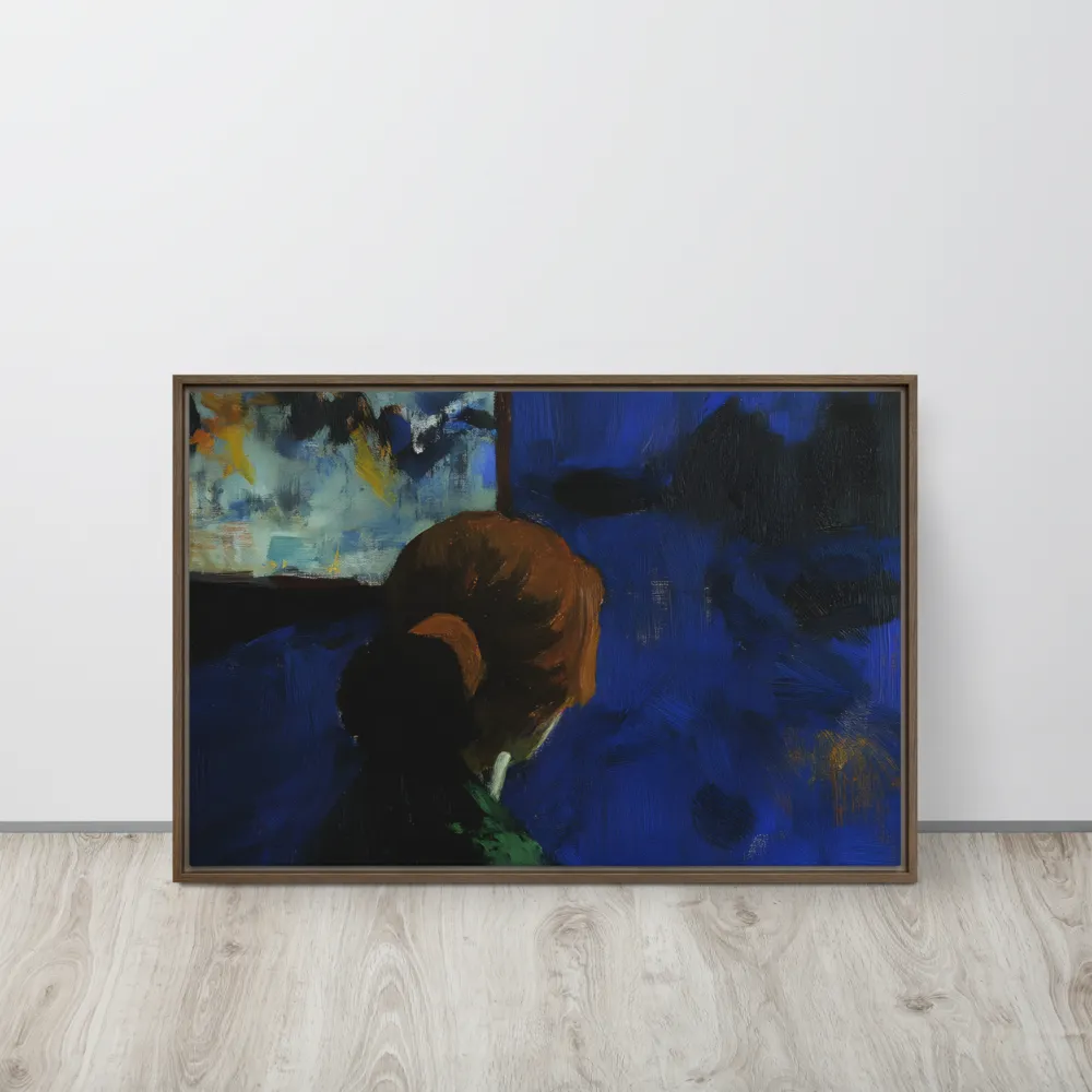 Contemplation Under the Night Sky | Canvas with Brown Frame | 20″×30″