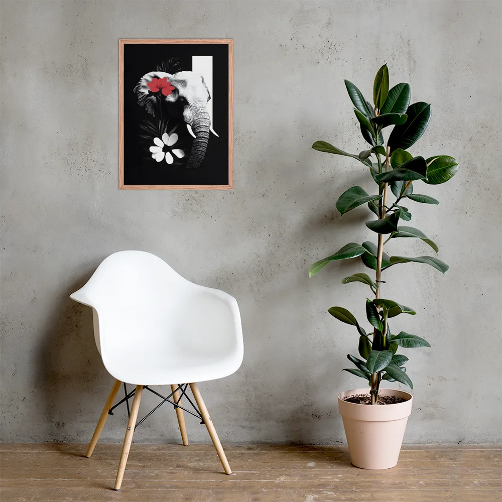 Elephant Harmony | Poster with Red oak Frame | 18″×24″