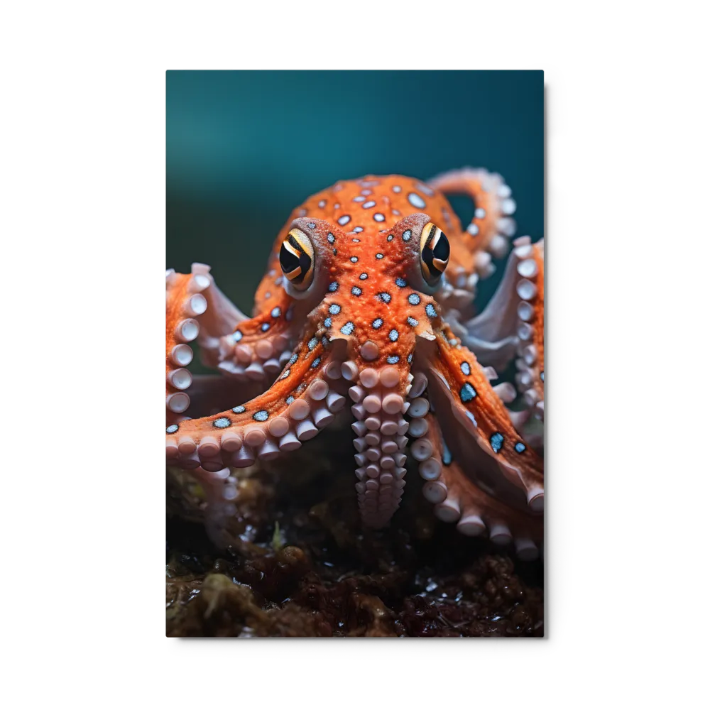 Curiosity of the Deep: The Orange Octopus | Metal Print | 24″×36″