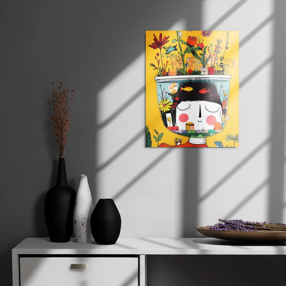 Whimsical Garden Head | Metal Print | 16″×20″