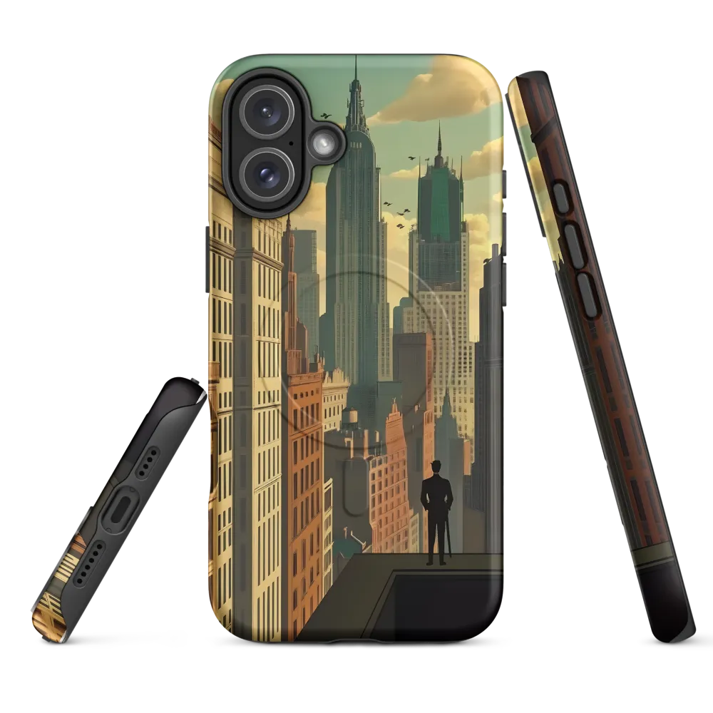 Urban Dreams: A Silhouette in Art Deco Cityscape