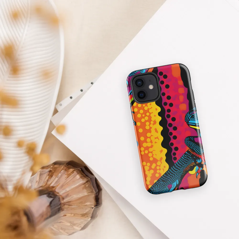 Colorful Encounters: The Playful Geckos | Phone Case |  12 | Tough Case | Glossy